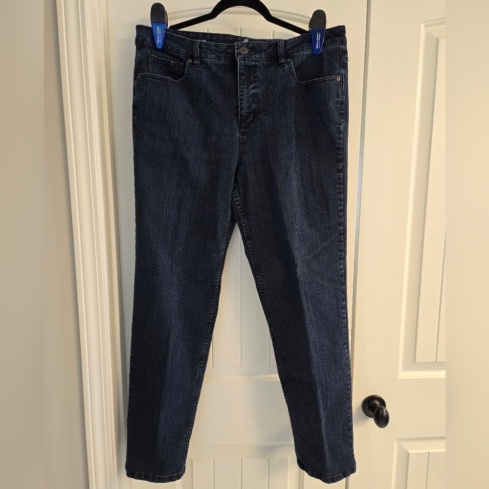 Liz Claiborne Original Fit Tapered Leg Dark Denim Jeans, 14